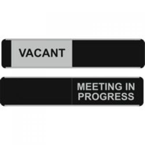 Seco Sliding Sign VACANT/MEETING IN PROGRESS Door Sign Brushed Aluminium Composite 255 x 52mm - OF139