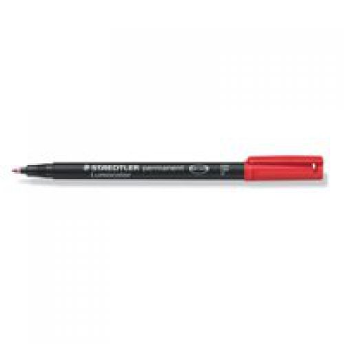 Staedtler Lumocolor OHP Pen Permanent Fine 0.6mm Line Red (Pack 10) 318-2  17721SR