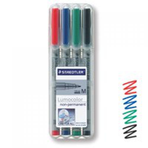 Staedtler Lumocolor OHP Pen Non-Permanent Medium 0.8 Assorted PK4