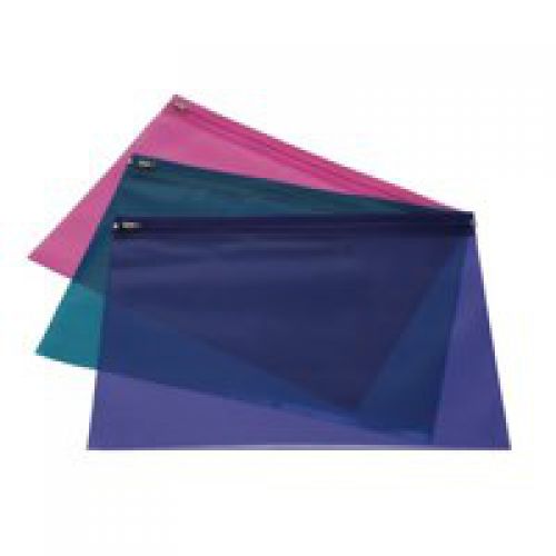 Rapesco Zippi Bag with Metal Zip Bright Transparent Colours A4+ (Pack 25) 0798 Rapesco Office Products Plc