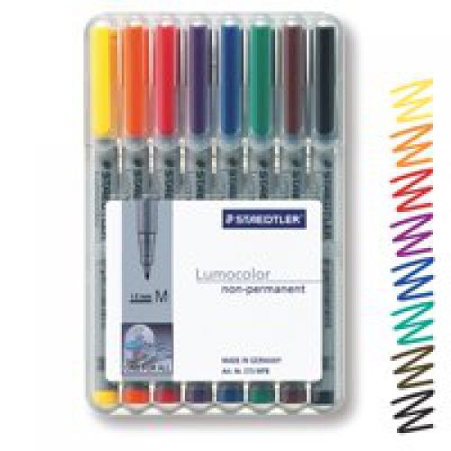Staedtler 315 Lumocolor Pen Non-permanent Medium 0.8mm Line Assorted Wallet 8 Code 315WP8