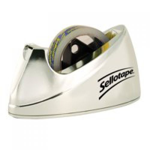 Sellotape Tape Dispenser Large for 25mm Tapes Chrome 575450  | County Office Supplies