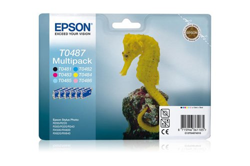 Epson T0487 Seahorse Colour Standard Capacity Ink Cartridge 6x13ml Multipack - C13T04874010