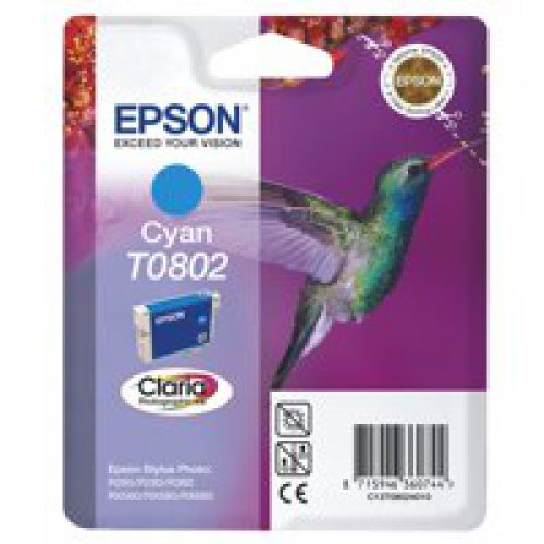 Epson T0802 Hummingbird Cyan Standard Capacity Ink Cartridge 7ml - C13T08024011