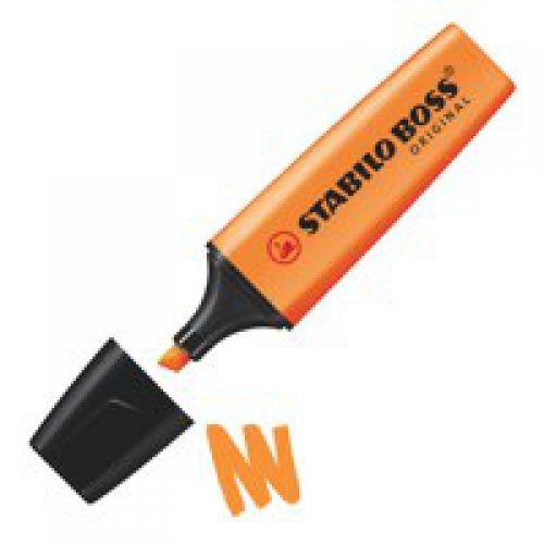 STABILO BOSS ORGINAL Highlighter Chisel Tip 2-5mm Line Orange (Pack 10) - 70/54