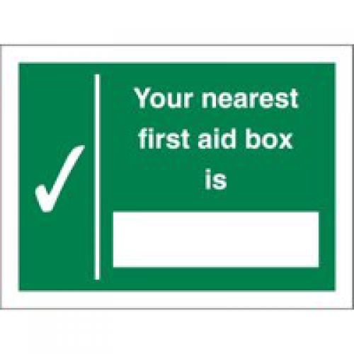 Seco Nearest First Aid Box Self Adhesive Vinyl Sign 200x150mm - SP075SAV-200X150 56216SS