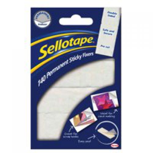 Sellotape 140 Sticky Fixers Permanent Double Sided Pads 12mm x 25mm (Pack 6) - 1445422