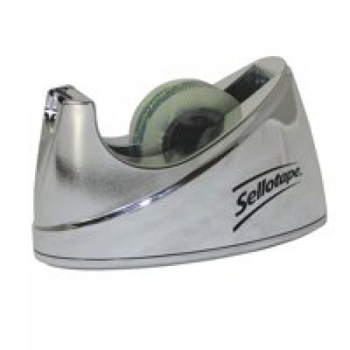 Sellotape Small Chrome Tape Dispenser Non Slip Base 19mm x 33m - 504045