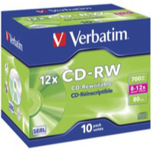 Verbatim CD-RW Rewritable 80minute 700MB 8x-12x Speed 43148 [Pack 10]