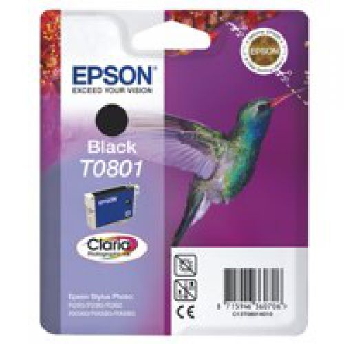 Epson T0801 Hummingbird Black Standard Capacity Ink Cartridge 7ml - C13T08014011