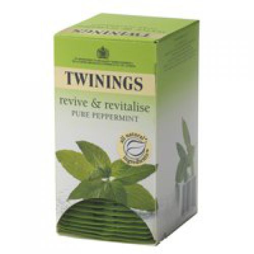39589NT | A delicious and healthy alternative to tea and coffee. Twinings Peppermint is lively and refreshing. Peppermint is ideal after a meal as its reputed to aid digestion. 20 individually wrapped bags per box.
