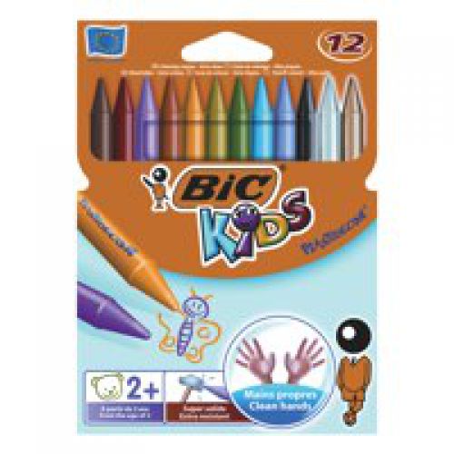Bic Kids Plastidecor Colour Crayons Assorted Wallet of 12