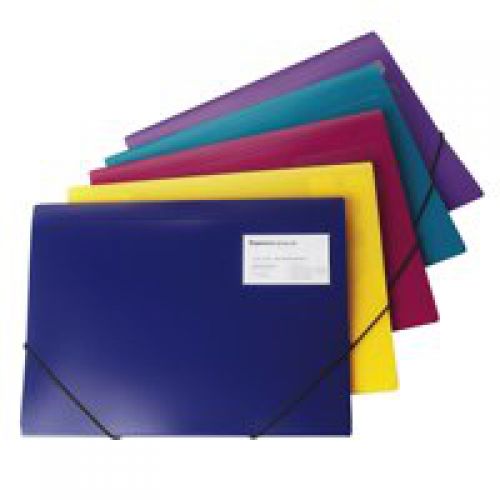Rapesco Folio Wallet Polypropylene A4+ 3 Flap Elasticated Assorted Colours (Pack 5) - 720