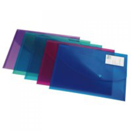 Rapesco ID Popper Wallet A4 Bright Transparent Colours (Pack 5) - 0700