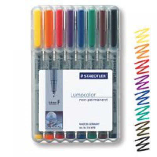 Staedtler 316 Lumocolor Pen Non-permanent Fine 0.6mm Line Assorted Wallet 8 Code 316WP8