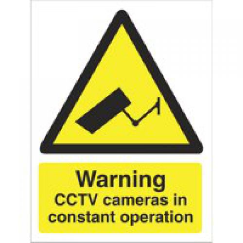 Stewart Superior Caution CCTV Camera Sign Self Adhesive Vinyl 150x200mm Ref WO143SAV