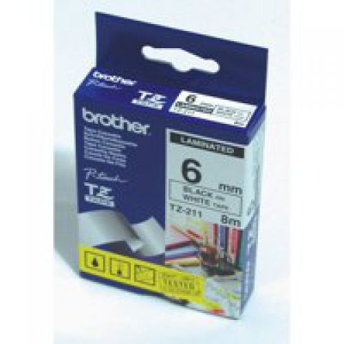BRTZEN241 | Non-laminate tapes are a less eXPensive alternative. Designed for normal use on a variety of materials.  p-touch tape TZ-N241 18mm x 8m black on white.