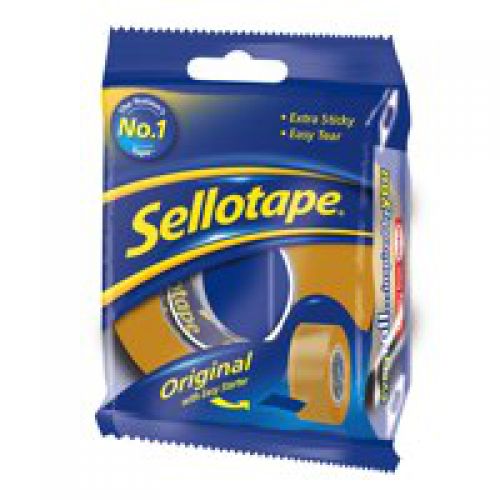 Sellotape Original Easy Tear Extra Sticky Golden Tape 18mm x 33m (Pack 8) - 1443251