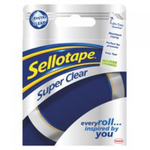 Sellotape Super Clear Tape Easy Tear Strong Extra Thick 24mm x 50m Pack 6) - 1569087