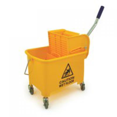 Charles Bentley Mop Bucket Mobile Colour-Coded with Handle 4 Castors 20 Litre Yellow