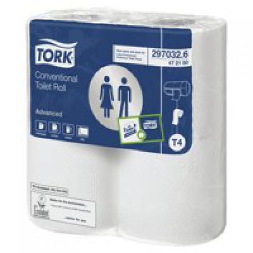 Tork T4 Conventional Toilet Paper Roll Advanced 2-Ply 320 Sheets White Packed 9x4 (Pack 36) - 100320