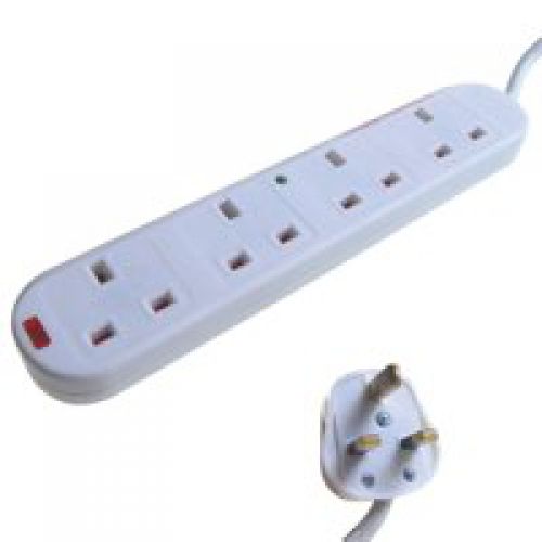 4 Way 2 Metre Surge Protection Extension Lead White S4W2MP