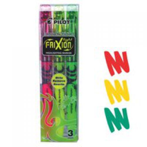 Pilot FriXion Erasable Highlighter Pen Chisel Tip 3.8mm Line Assorted Colours (Pack 3)