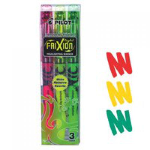 Pilot FriXion Erasable Highlighter Pen Chisel Tip 3.8mm Line Assorted Colours (Pack 3) - 469300300