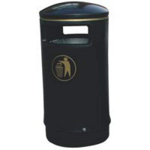 Outdoor Hooded Top Bin 75 Litres Easy Clean Black and Gold *Non-Returnable*