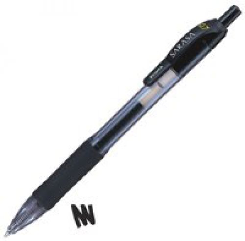 Zebra Sarasa Retractable Gel Rollerball Pen 0.7mm Tip 0.5mm Line Black (Pack 12)