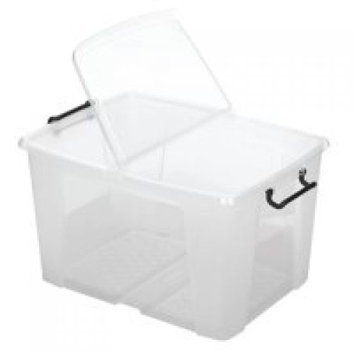 Clear containers with secure folding lids - 65L capacity