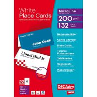 DECAdry Place Cards 200gsm 6 per A4 Sheet 85x46mm when Folded OCB3713-3 [Pack 132 Cards]