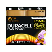 Duracell Plus 9V Alkaline Batteries (Pack 4) MN1604B4PLUS