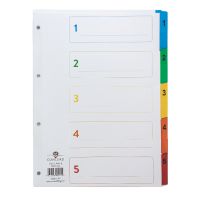 Concord Classic Index 1-5 A4 180gsm Board White with Coloured Mylar Tabs 00201/CS2