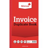 Silvine 210x127mm Duplicate Invoice Book Carbon Ruled 1-100 Taped Cloth Binding 100 Sets (Pack 6) - 611