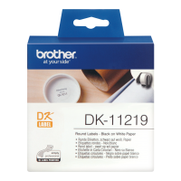 Brother Black On White Round 12mm Labels 1200 Labels - DK11219