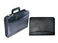 Collins A4 Conference Folder with Retractable Handles Leather Look Black BT001