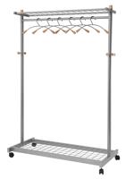 Alba Lux Mobile Garment Rack Silver Grey and Wood - Supplied with 6 Hangers - PMLUX6