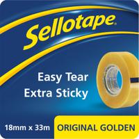 Sellotape Original Easy Tear Extra Sticky Golden Tape 18mm x 33m (Pack 8) - 2973856