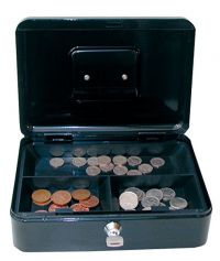 ValueX Metal Cash Box 250mm (10 Inch) Key Lock Black - CBBK10