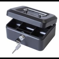 ValueX Metal Cash Box 150mm (6 inch) Key Lock Black - CBBK6