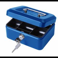 ValueX Metal Cash Box 200mm (8 Inch) Key Lock Blue - CBBL8