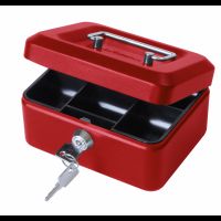 ValueX Metal Cash Box 200mm (8 Inch) Key Lock Red - CBRD8