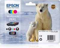 Epson C13T26364010 (26XL) Ink Cartridge Multi Pack BkCMY High Capacity XL 1x500 3x700 12ml 3x10ml Pack=4