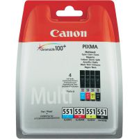 Canon CLI551 Black Cyan Magenta Yellow Standard Capacity Ink Cartridge Multipack 4 x 7ml (Pack 4) - 6509B009