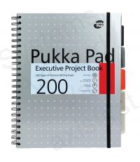 Pukka Pad Executive Metallic Project Book A4 Wirebound Ruled 200 Page Hard Back Assorted (Pack 3) 6970-MET