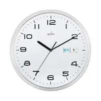 Acctim Supervisor Quartz Wal Clock With Day and Date Display 320mm Diameter Chrome and White - 21027