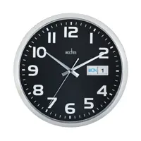 Acctim Supervisor Quartz Wal Clock With Day and Date Display 320mm Diameter Chrome and Black - 21023