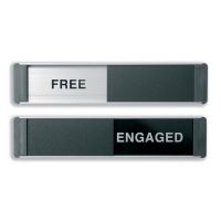 SECO Sliding Sign FREE/ENGAGED Door Sign Brushed Aluminium Composite 255 x 52mm - OF135