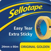 Sellotape Original Easy Tear Extra Sticky Golden Tape 24mm x 66m (Pack 6) - 2974501